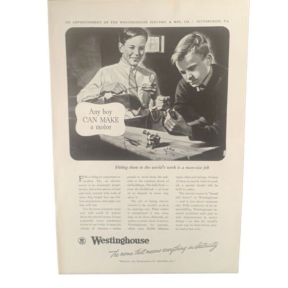 Vintage 1938 Westinghouse Any Boy Ad Advertisement - Picture 3 of 3